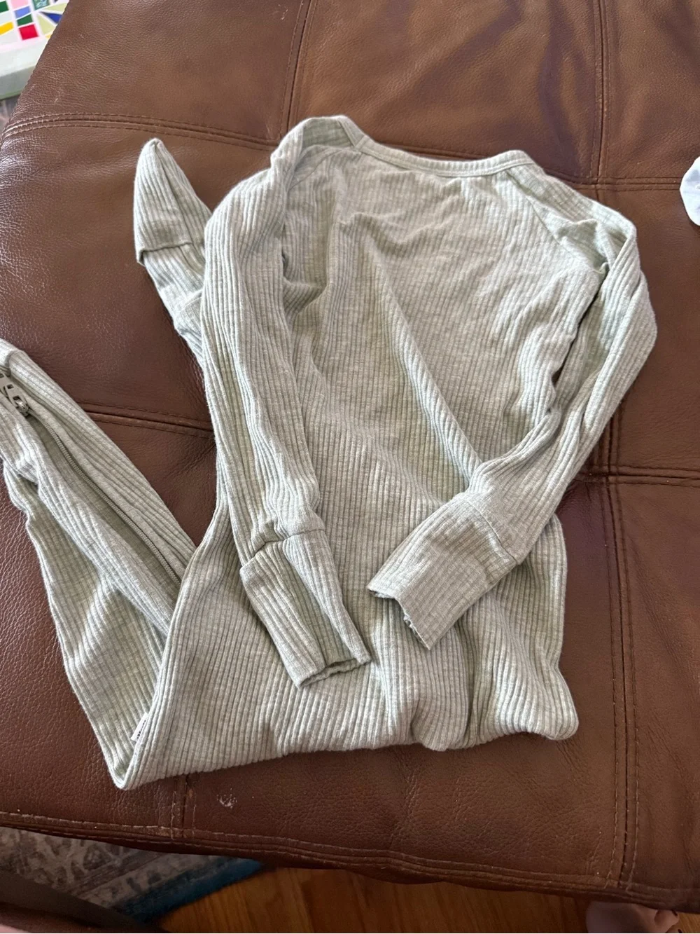 Little Sleepies Sage Green Ribbed Footed Pajamas